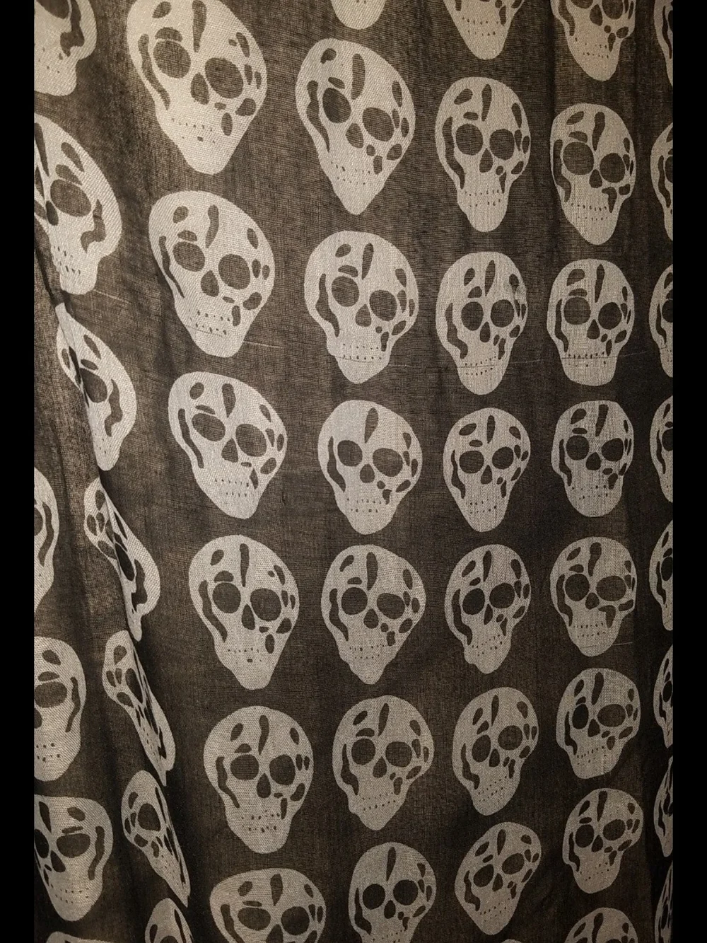 Black and White Skull Print Women's Scarf